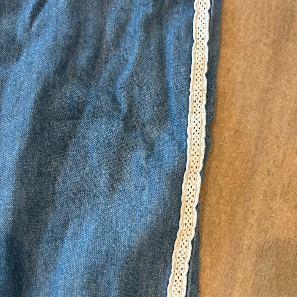 Old Navy Girls Culotte Pants XL (14-16) Blue Wide-Leg Pull-On Lace Trim